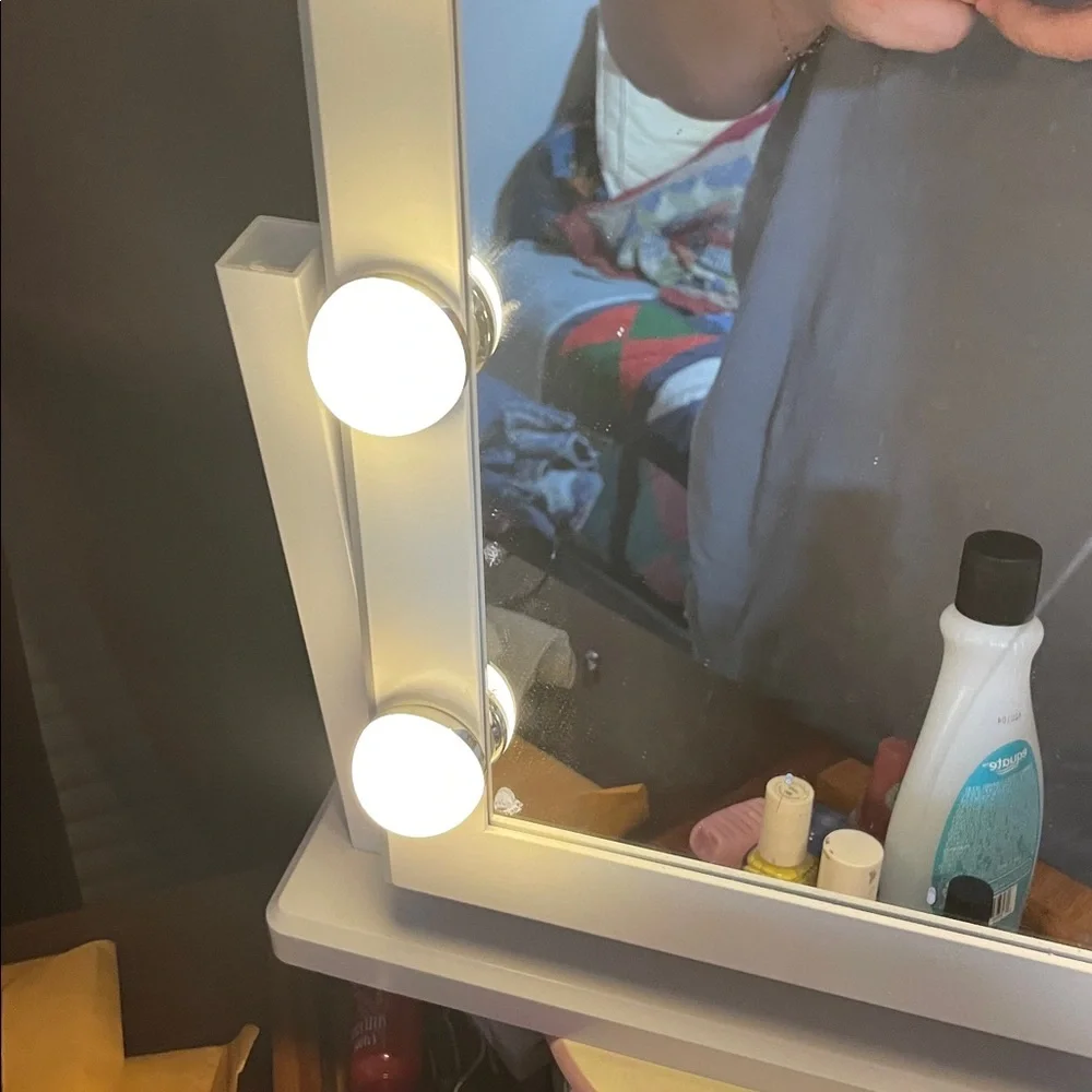 Elegant White Vanity Mirror with Lights